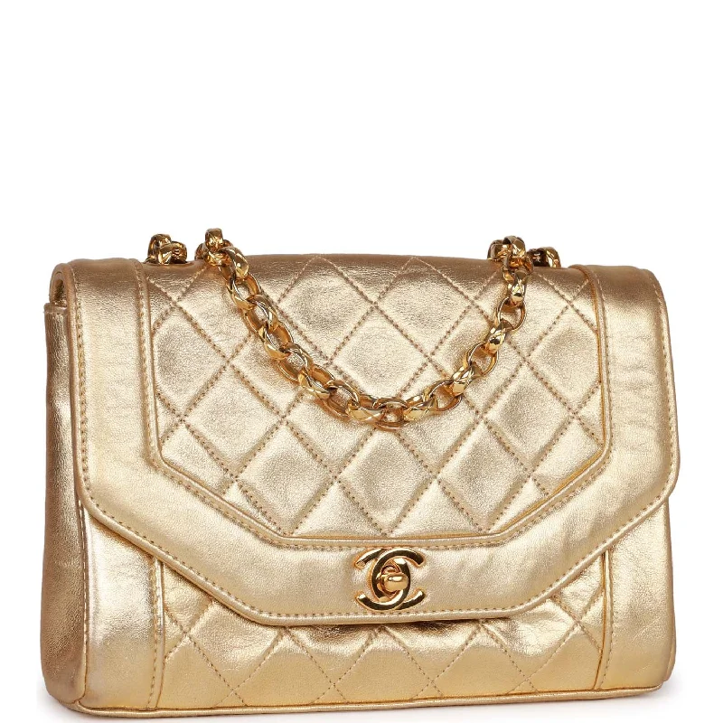 Chanel Quilted Leather Shoulder Bag for FashionistasVintage Chanel Flap Bag Gold Metallic Lambskin Gold Hardware