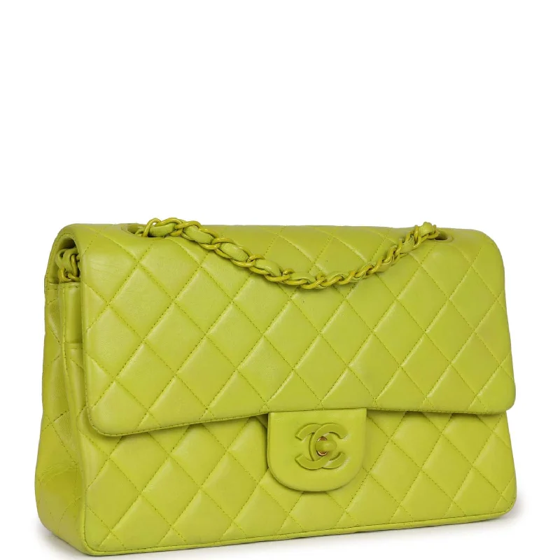 Chanel Medium Tote Bag for Office LadiesVintage Chanel Medium Classic Double Flap Lime Green Lambskin Green Hardware