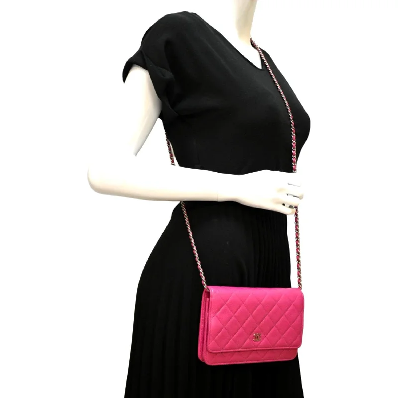 Chanel Colorful Handbag for Spring OutfitsCHANEL WOC Quilted Caviar Leather Crossbody Wallet Pink