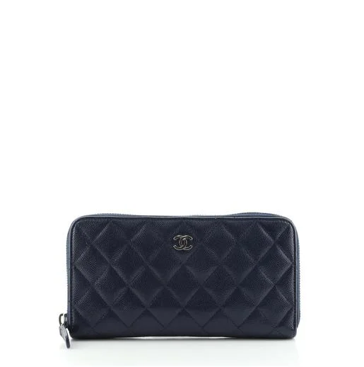 Chanel Designer Handbag with Unique DesignChanel Zip Around Quilted Caviar Leather Wallet