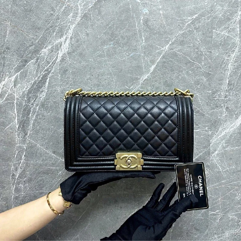 Chanel All - Match Handbag for Versatile Styling*Like New* Boy Old Medium Lambskin Black GHW No 23