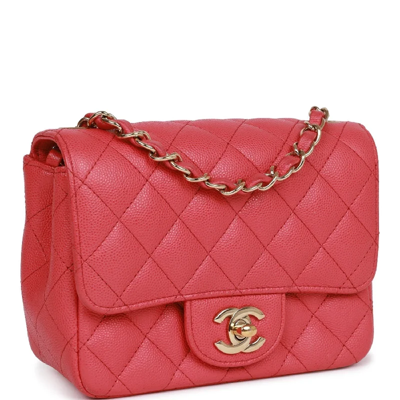 Chanel Colorful Handbag for Spring OutfitsChanel Mini Square Flap Bag Pink Caviar Gold Hardware