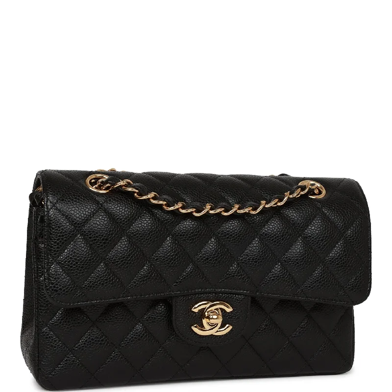 Chanel Chain Strap Handbag for Everyday UseChanel Small Classic Double Flap Bag Black Caviar Gold Hardware