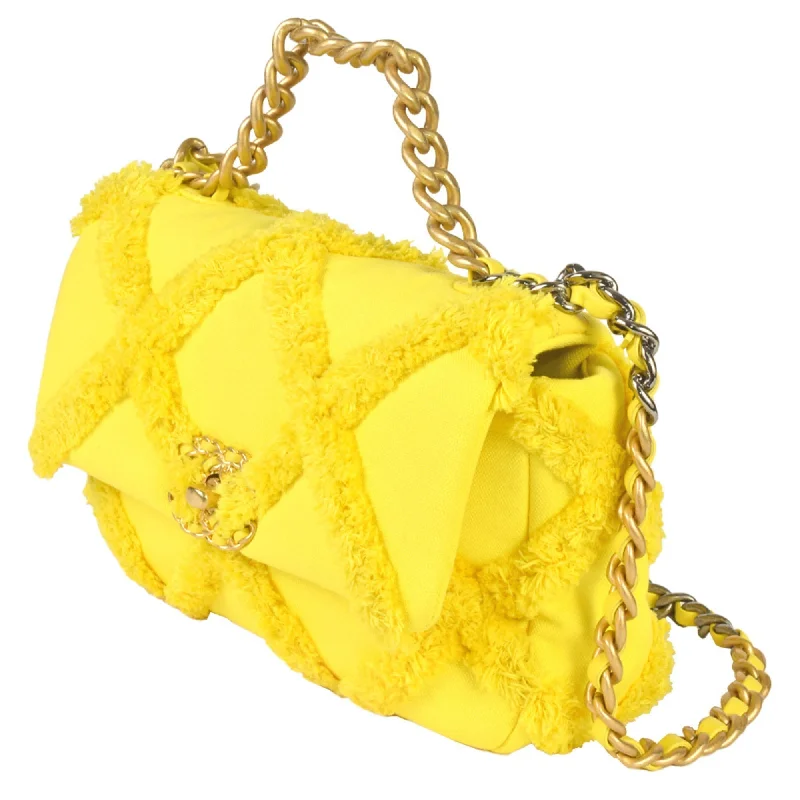 Chanel Lightweight Handbag for Daily ErrandsCHANEL 19 Matelasse Chain Shoulder Bag No. 30 Canvas Leather Yellow