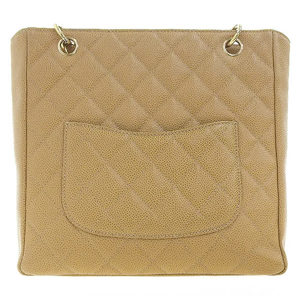 Chanel Medium Tote Bag for Office LadiesCHANEL Around 2003 Made Caviar Skin Cc Mark Stitch Chain Tote Bag Beige