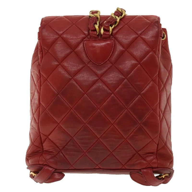 Chanel Lightweight Handbag for Daily ErrandsCHANEL Matelasse Chain Hand Bag Lamb Skin Red CC Auth 31892A