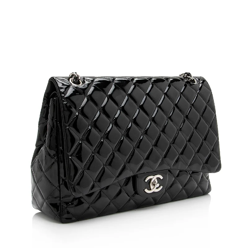 Chanel Black Handbag for Business MeetingsChanel Patent Leather Classic Maxi Double Flap Bag (23340)