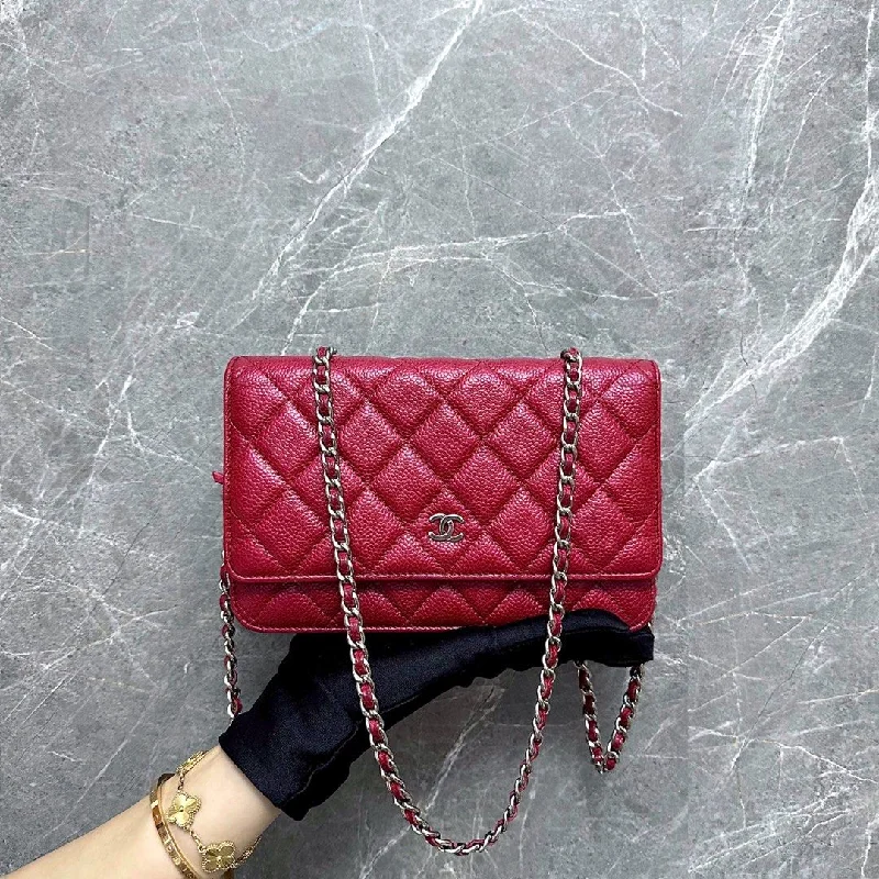 Chanel Medium Tote Bag for Office LadiesWOC Wallet On Chain Caviar Red SHW