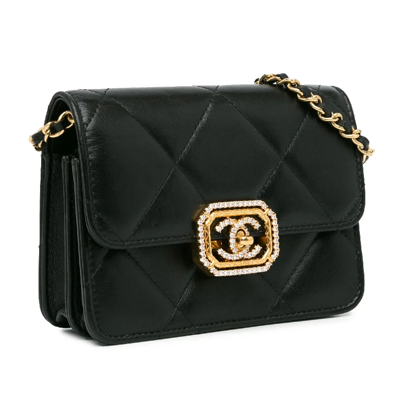 Chanel Classic Flap Bag for Evening PartyChanel Quilted Calfskin Strass Clutch With Chain Flap (NLlIcy)