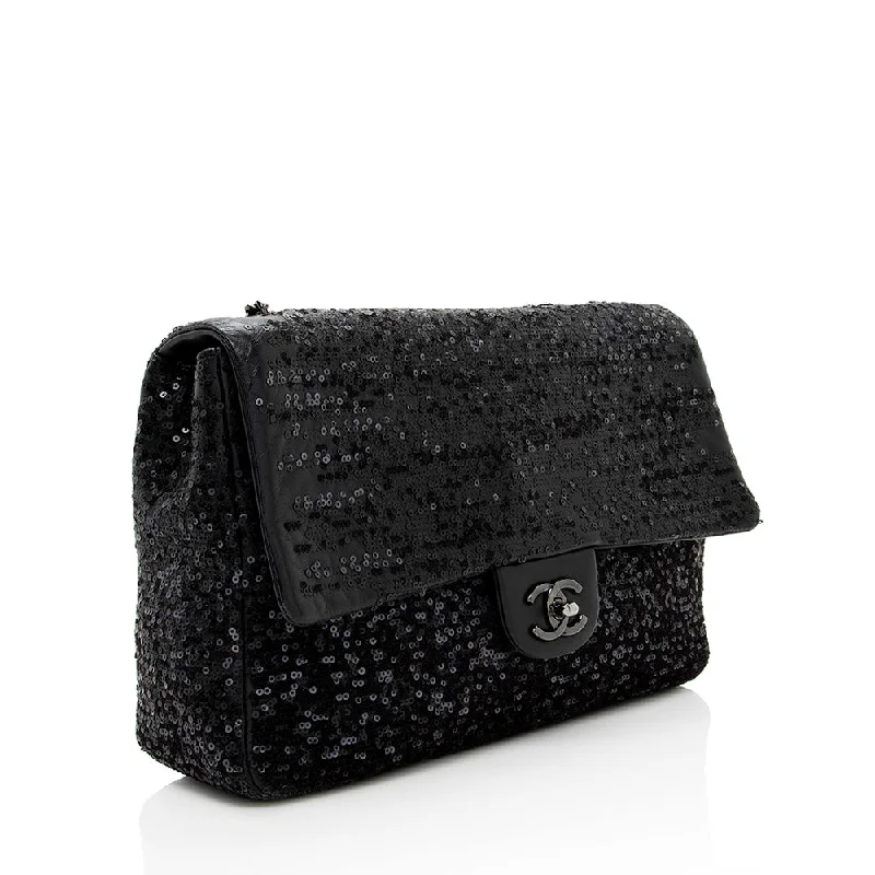 Chanel All - Match Handbag for Versatile StylingChanel Sequin Embroidered Classic Flap Bag (18782)