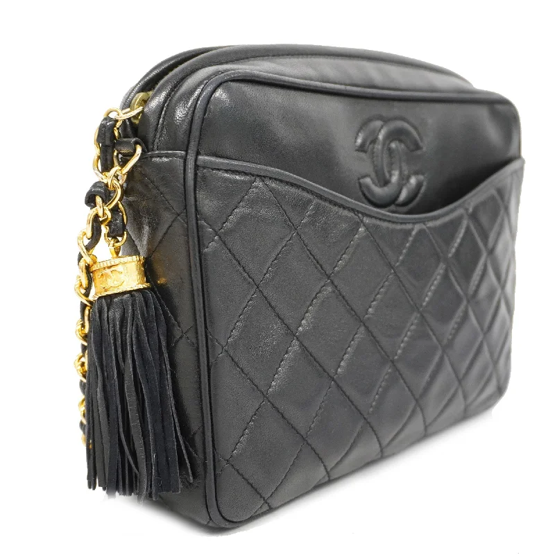 Chanel All - Match Handbag for Versatile StylingCHANEL[3bd5058] Auth  Shoulder Bag Matelasse Chain Shoulder with Fringe Lambskin Black Gold metal