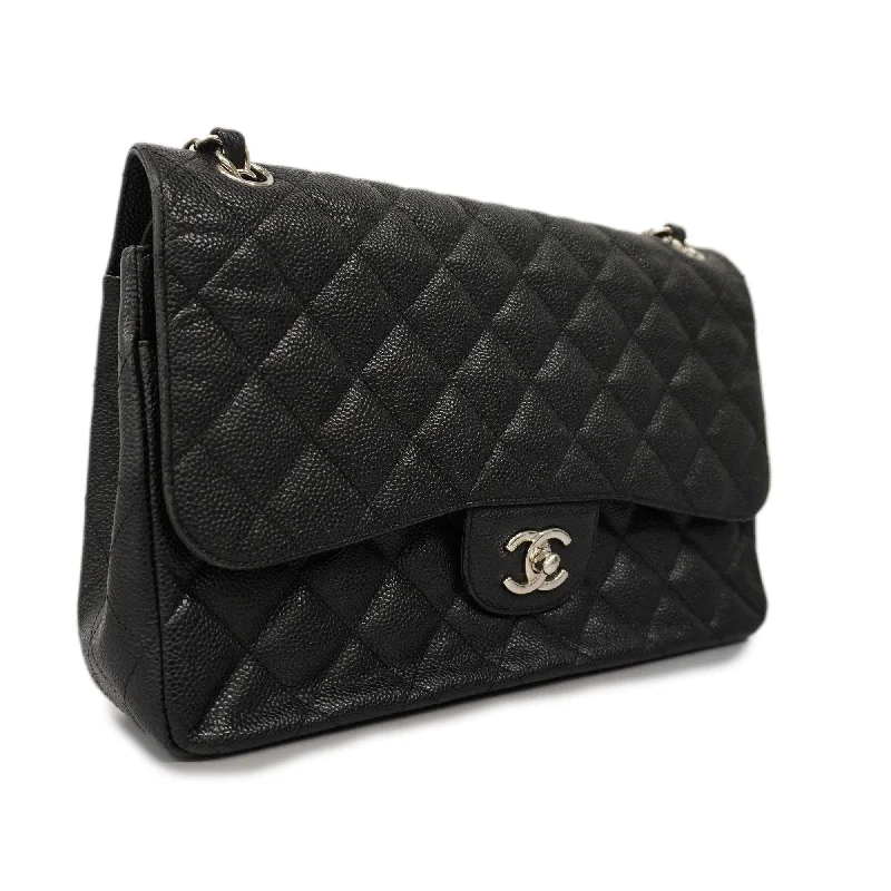 Chanel Vintage Inspired Handbag for Retro LoversCHANELAuth  Matelasse W Flap W Chain Women's Caviar Leather Shoulder Bag Black